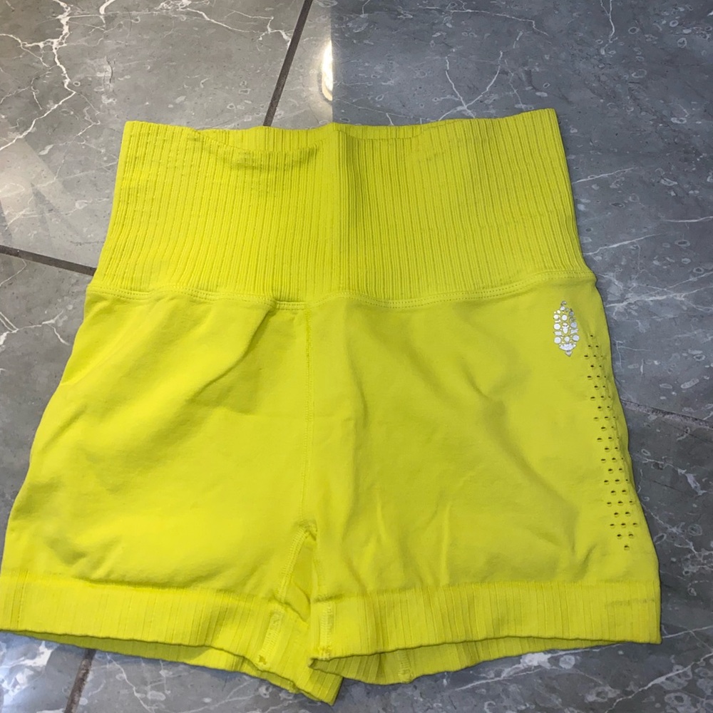 Free People High Waist Yellow Athletic Shorts